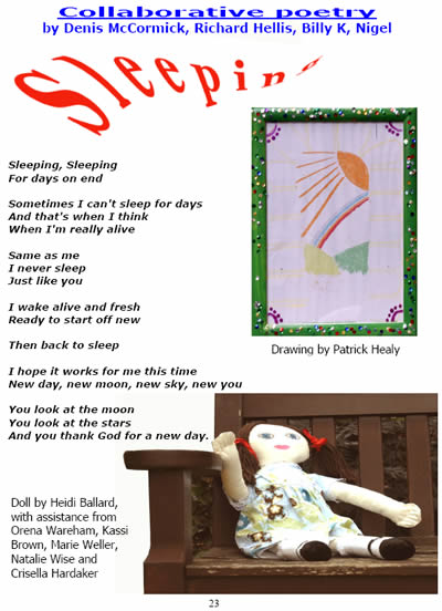 Sleeping (image of poem), Drawing, Doll