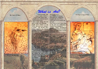 Picture of prose and drawings ('The Holy Man' and 'Virgin and Child') by Curry O'Shea
