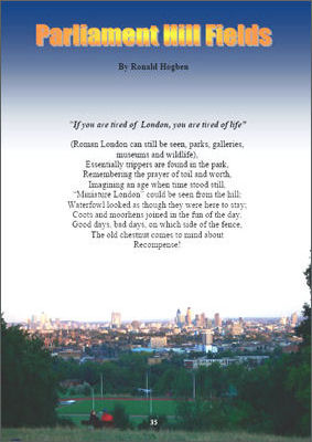 Poem by Ronald Hogben with photograph taken from Parliament Hill Fields in background
