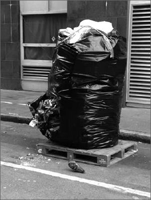 Photograph of rubbish sack spilling