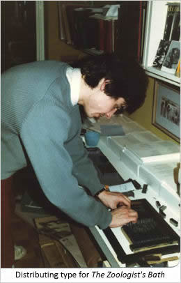 Photo of Mick Imlah distributing type for The Zoologist's Bath