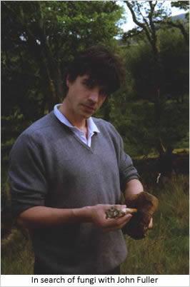 Photo of Mick Imlah in search of fungi with John Fuller