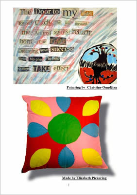artwork by Christine Oundjian and cushion made by Elizabeth Pickering
