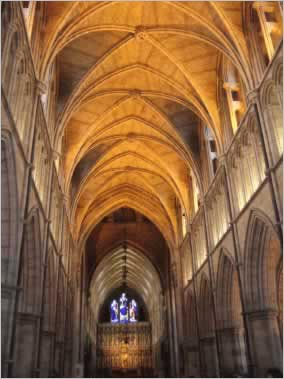 photograph shows the inside of an abbey taken by Ria
