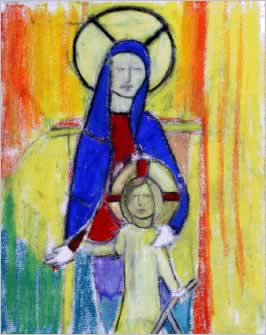 drawing of holy virgin and child by Timothy Hogan