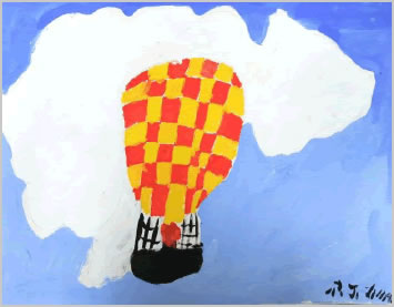 Painting of hot air balloon by Peter Lucas.