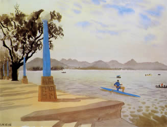 Patrick Procktor - The Canoeist, West Lake, Hangchow 1980