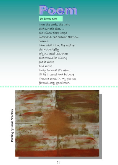 Loretta Scott - Poem (image of poem), Maria Shankley - Painting