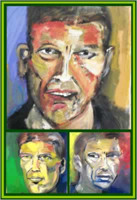 Paintings of faces.